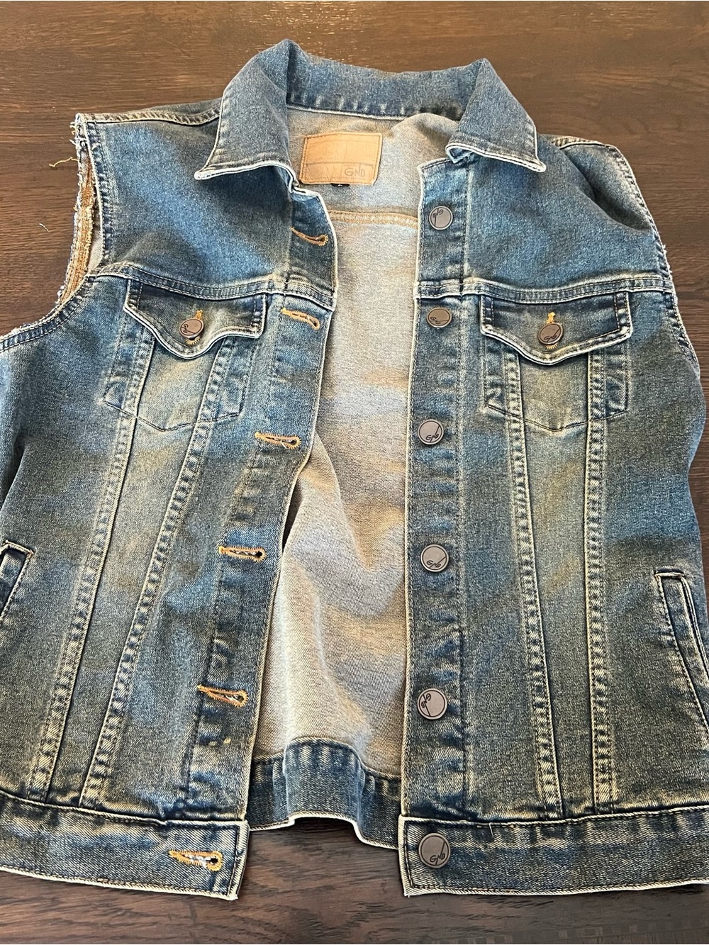 Vintage GNB Korean Denim Vest Size L Trucker Wash Y2K Streetwear 90s
